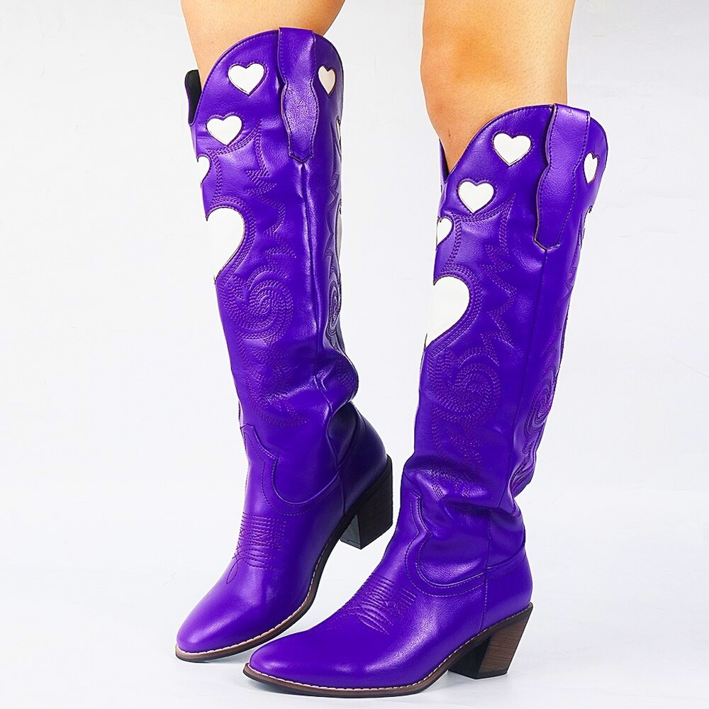 Knee high heart cowboy boots